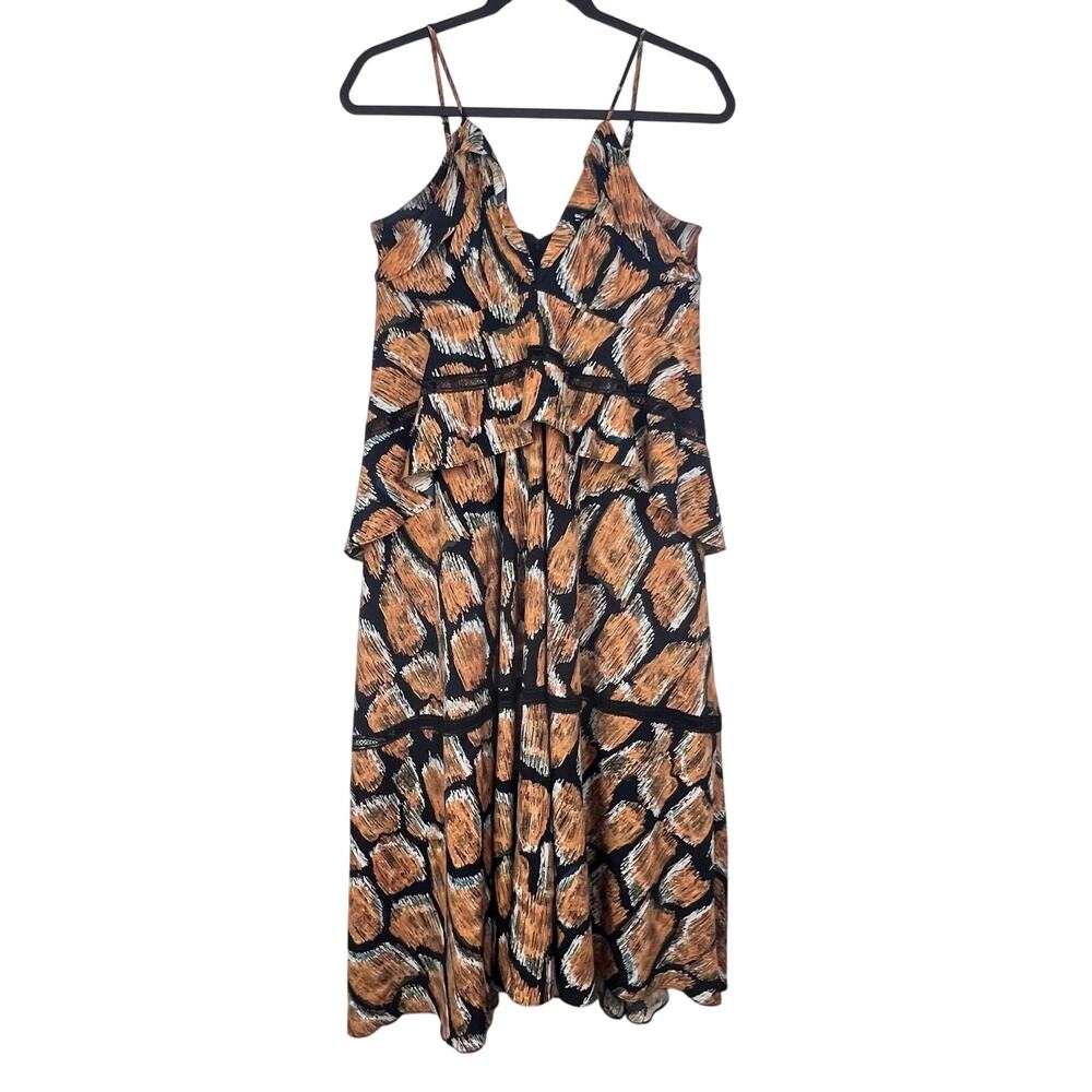 Hunter Bell 6 Layered Tiered Flowy Sasha Orange Sleeveless V-Neck Maxi Dress - Picture 4 of 13